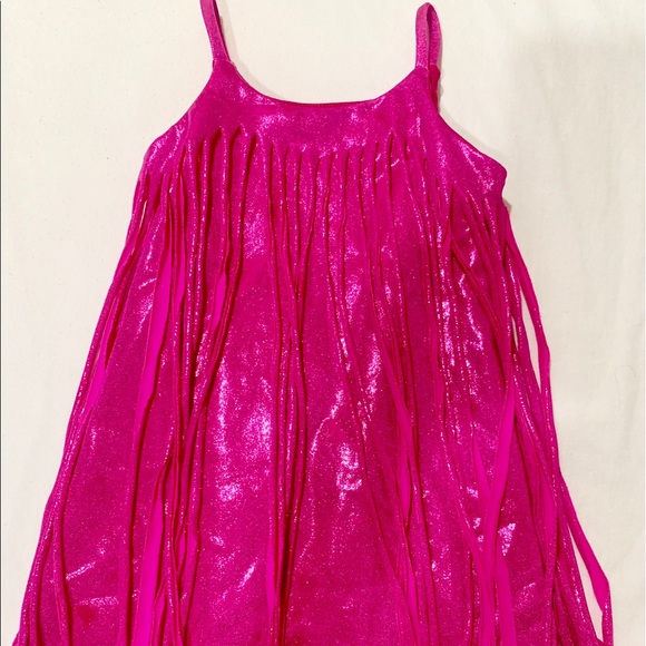 Girls LES TOUT PETITS  Hot Pink Cut Fringe Dress SIZE 4 - Picture 3 of 7